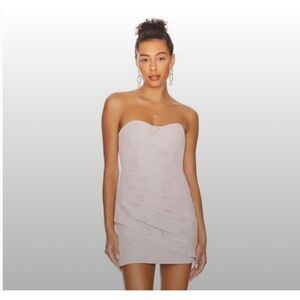 Majorelle Solandia Mini Dress Lavender Metallic Floral Ruched Party Size Large
